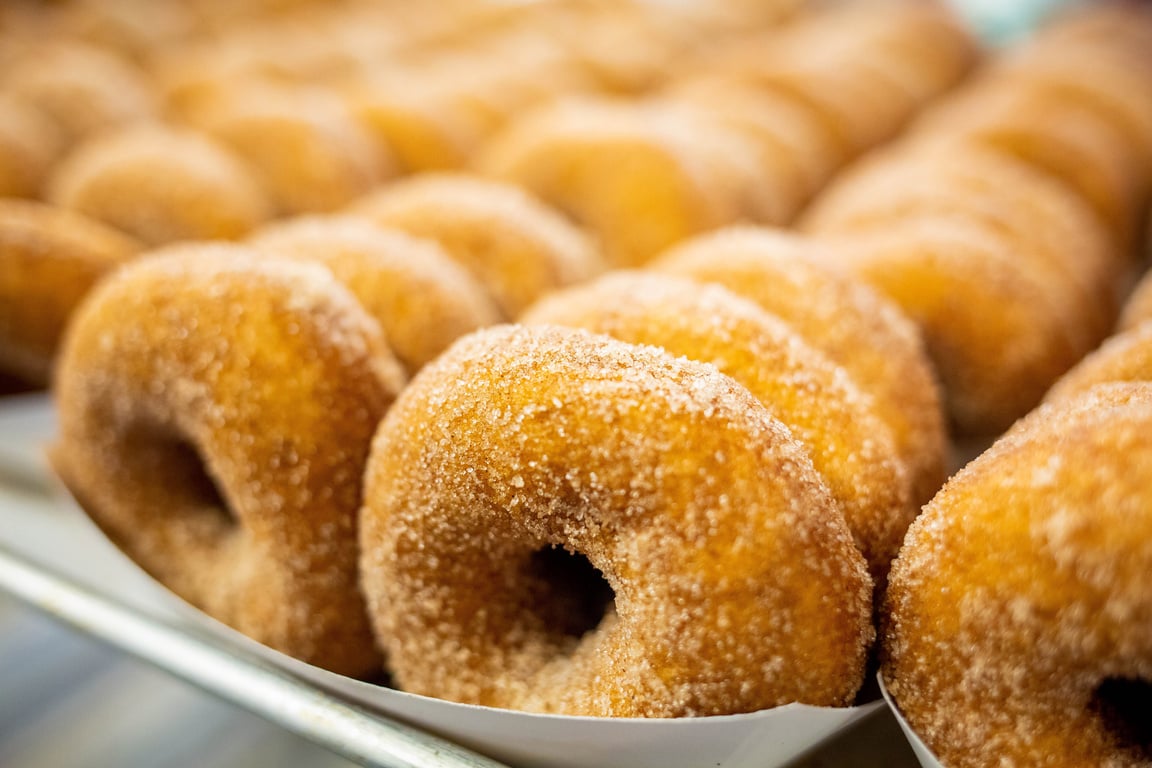 Sweet Cider Donuts Freshly Baked and Brown